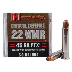 Hornady Critical Defense 22 WMR 45 Grain FTX - 50 Rounds