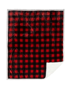 Carstens Lumberjack Plaid Sherpa Plush Throw - Red 68" x 54"